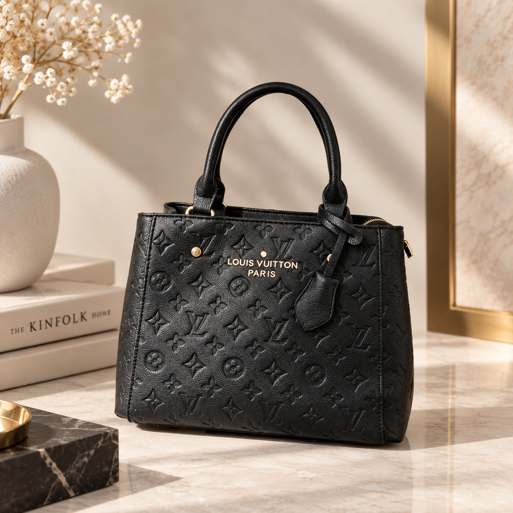 ✨ Structured Embossed Top Handle Tote – Multiple Colors
