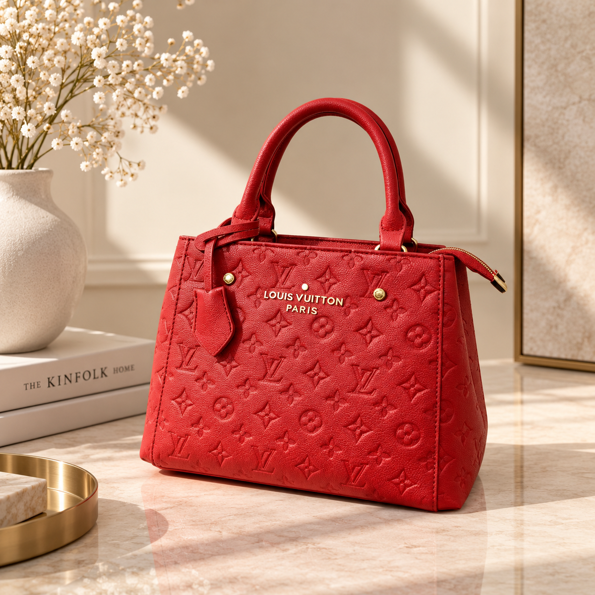 ✨ Structured Embossed Top Handle Tote – Multiple Colors