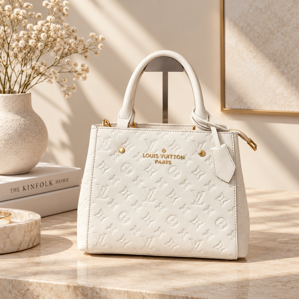 ✨ Structured Embossed Top Handle Tote – Multiple Colors