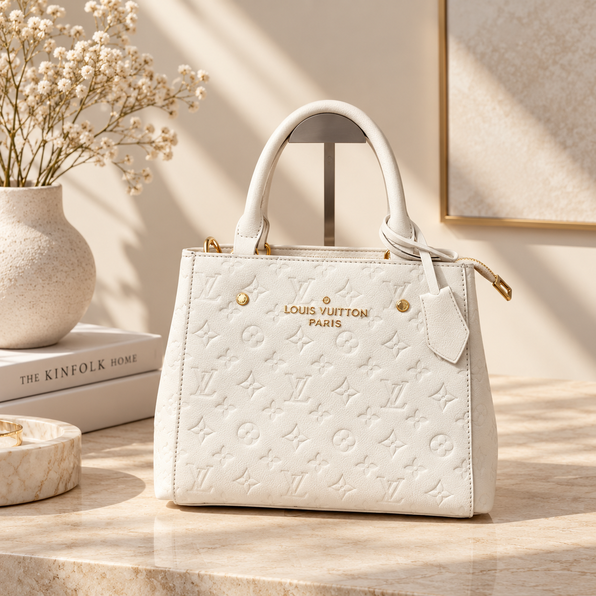 ✨ Structured Embossed Top Handle Tote – Multiple Colors