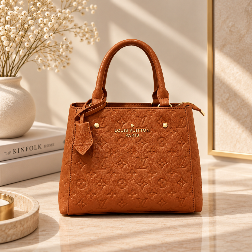 ✨ Structured Embossed Top Handle Tote – Multiple Colors