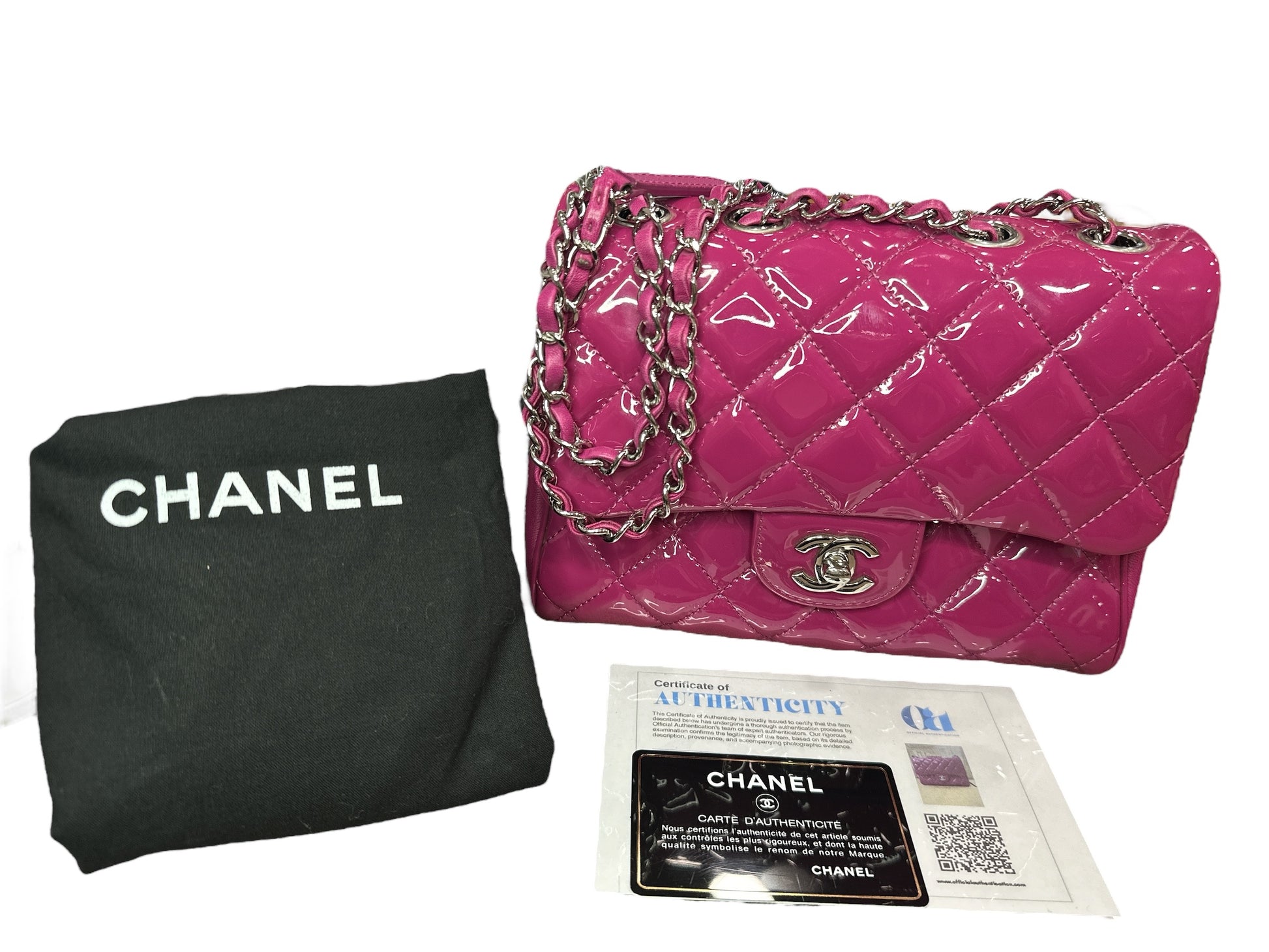 Chanel Double Compartment Flap Bag Quilted Patent Medium - Clairely Amazing