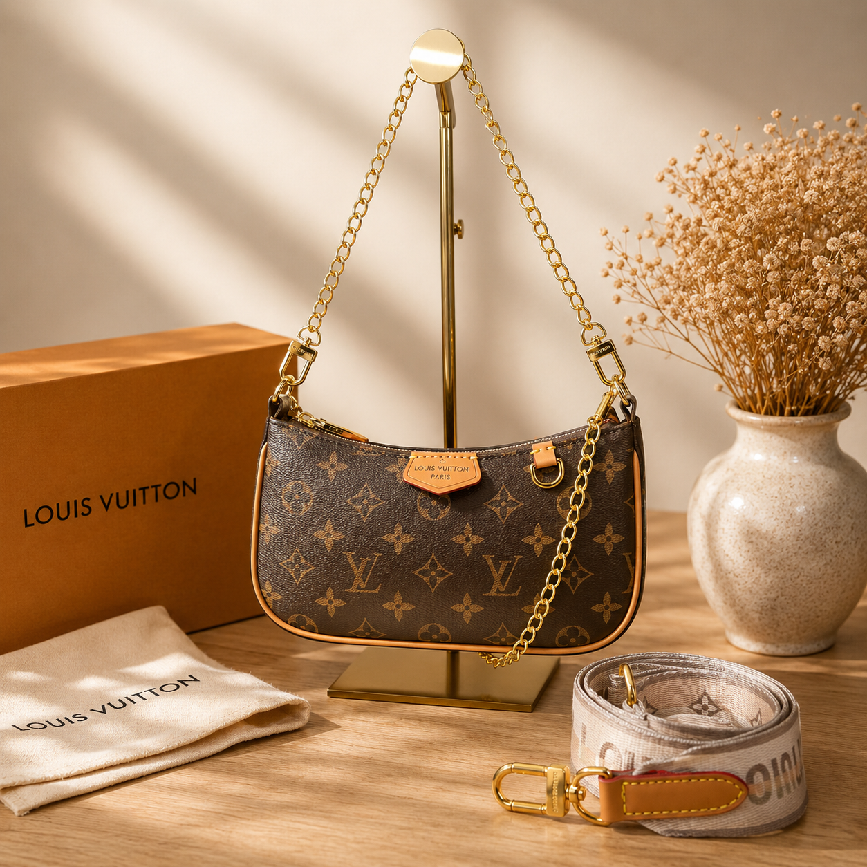 Luxury-Inspired Multi Strap Shoulder Bag | Includes Gift Box Set