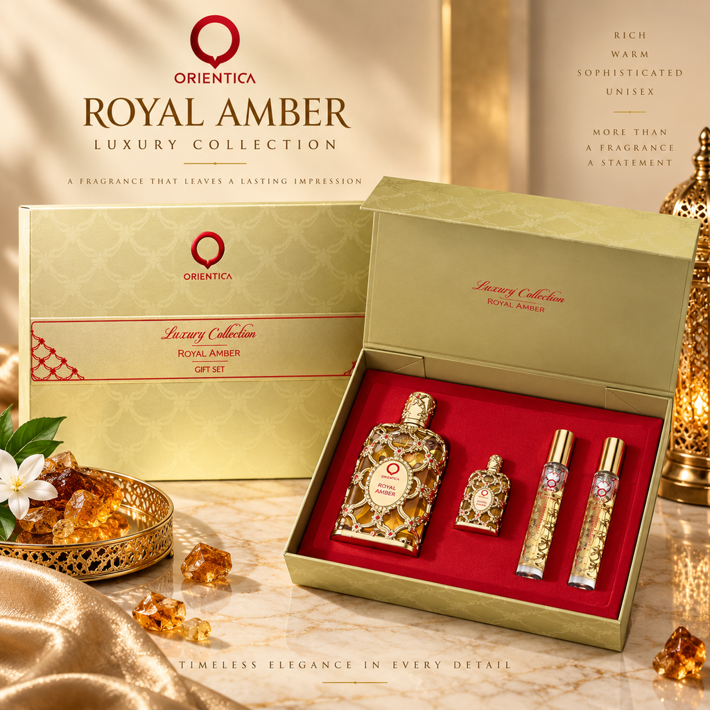 ✔️Orientica Royal Amber Luxury Collection 4-Piece Eau de Parfum Gift Set – Authentic