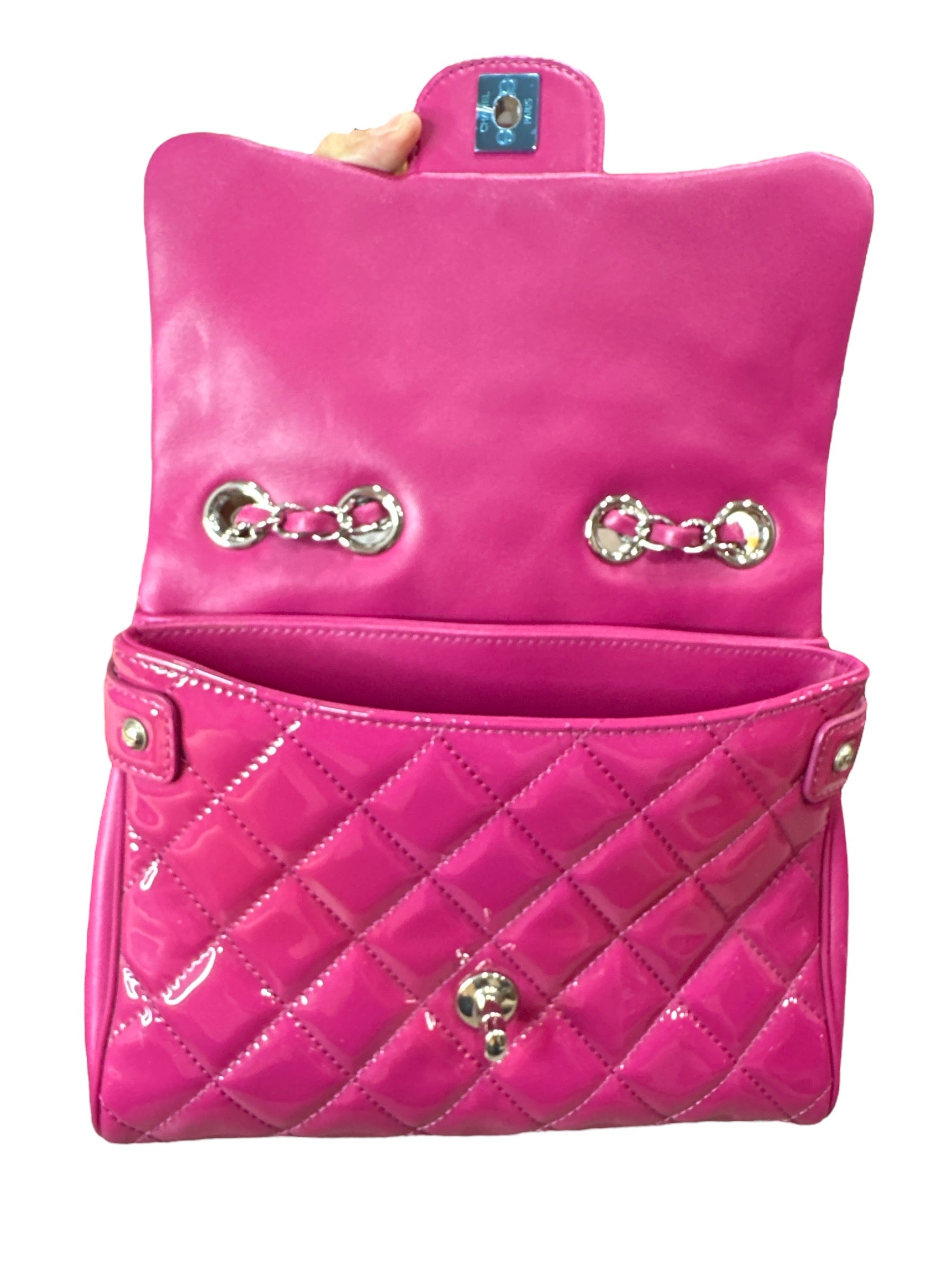 Chanel Double Compartment Flap Bag Quilted Patent Medium - Clairely Amazing