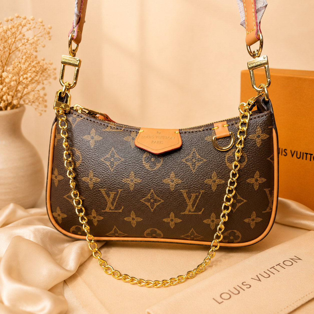 Luxury-Inspired Multi Strap Shoulder Bag | Includes Gift Box Set
