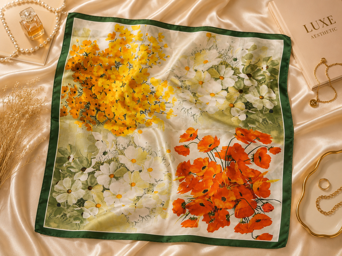 Luxury-Inspired Satin Fashion Scarf | Multiple Designer-Inspired Styles