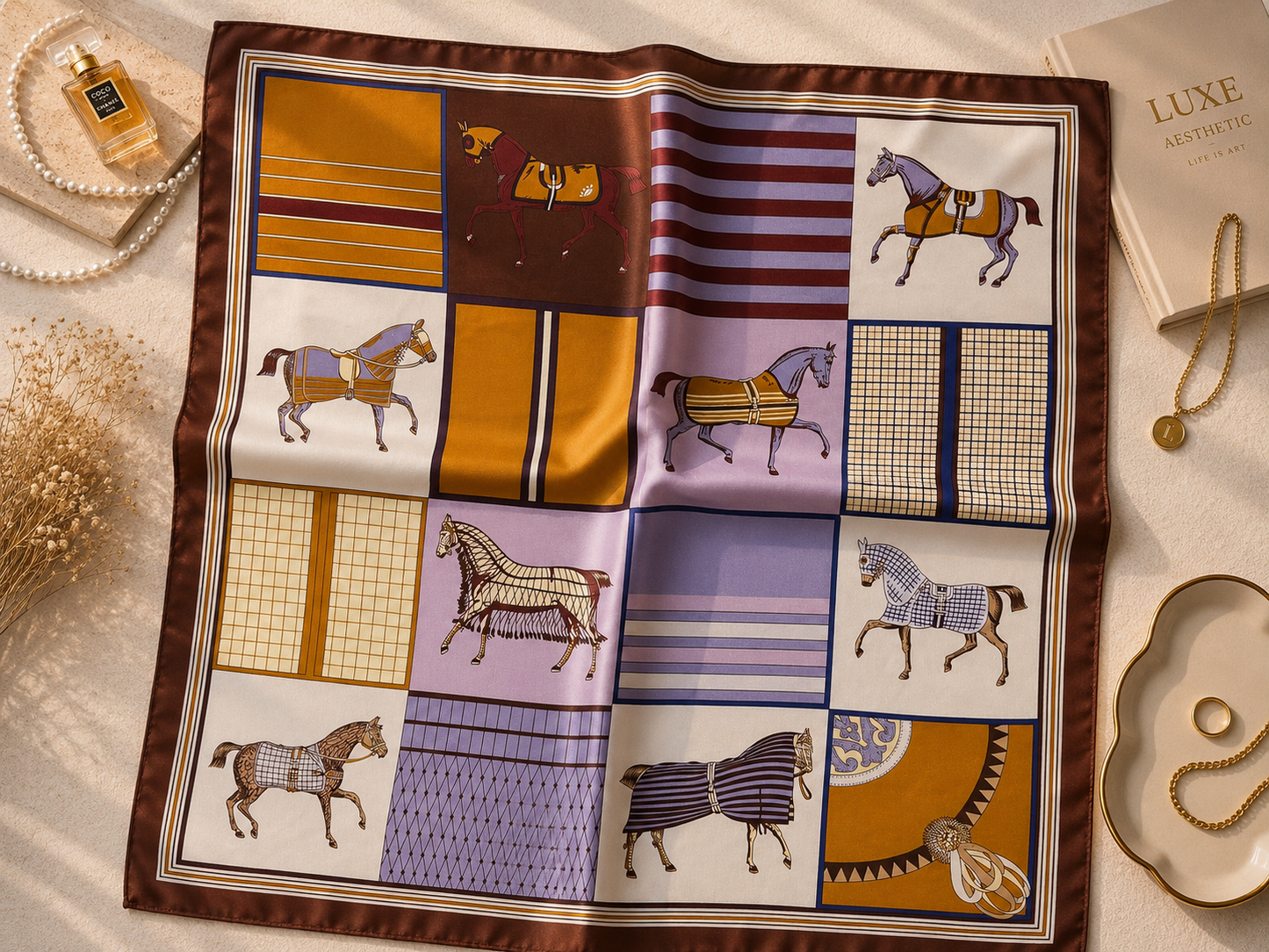 Luxury-Inspired Satin Fashion Scarf | Multiple Designer-Inspired Styles