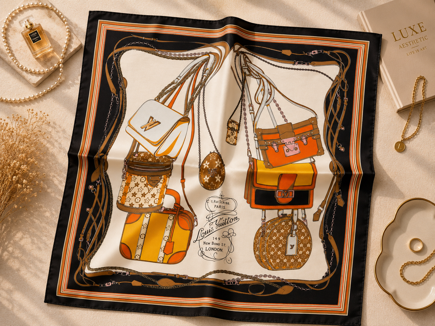 Luxury-Inspired Satin Fashion Scarf | Multiple Designer-Inspired Styles