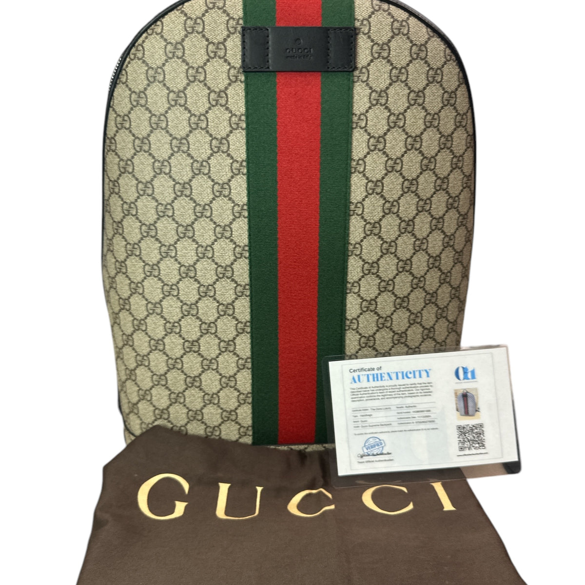 NEW Gucci Web Backpack GG coated Canvas Medium - Clairely Amazing