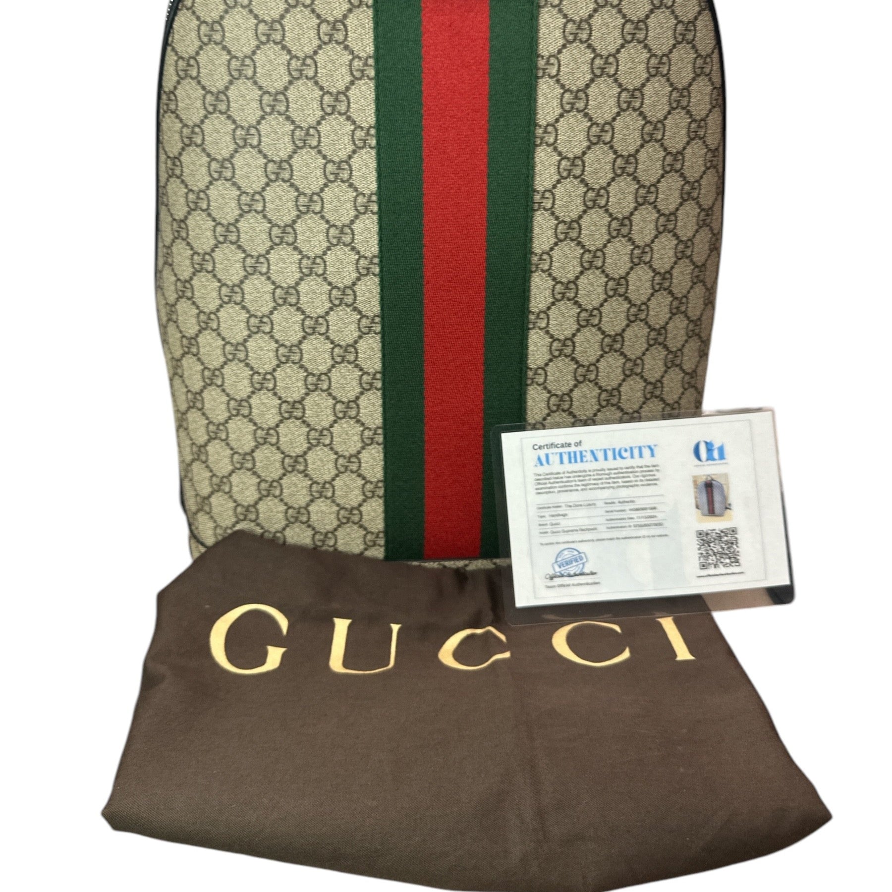 NEW Gucci Web Backpack GG coated Canvas Medium - Clairely Amazing