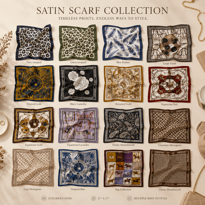 Luxury-Inspired Satin Fashion Scarf | Multiple Designer-Inspired Styles