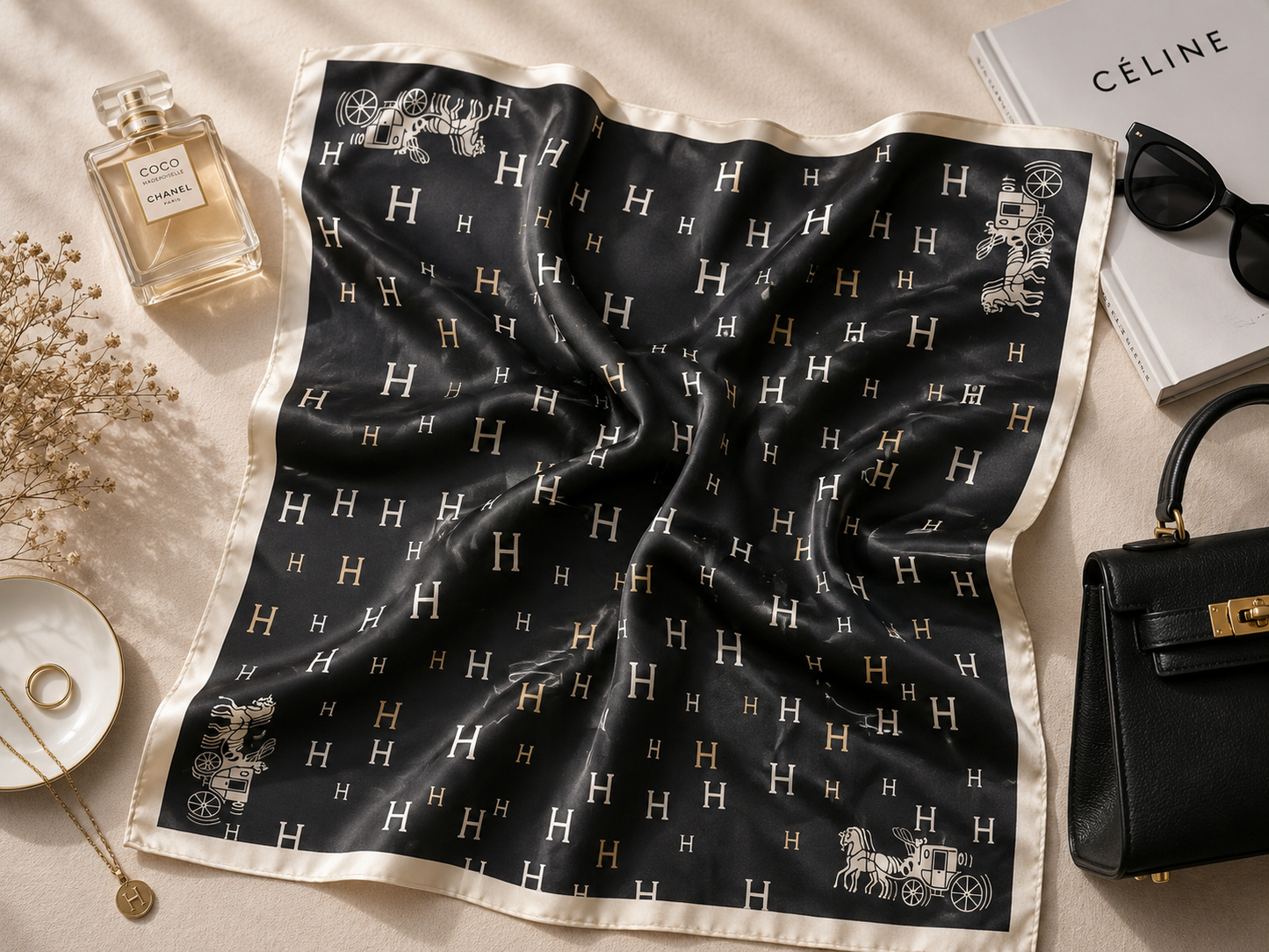 Luxury-Inspired Satin Fashion Scarf | Multiple Designer-Inspired Styles
