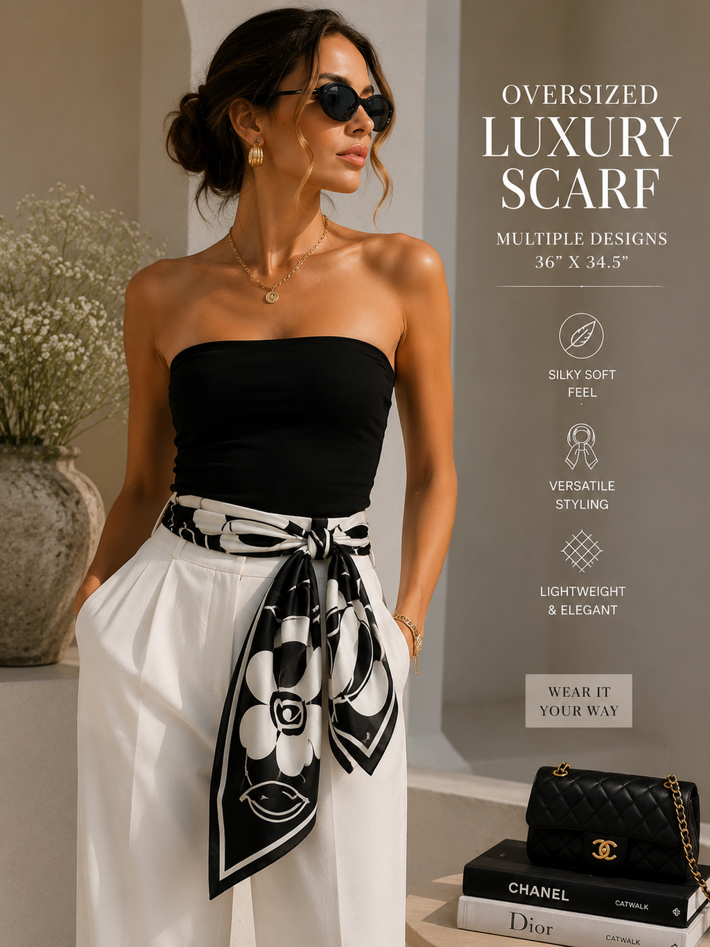 Oversized Luxury Scarf | 36" x 34.5" | Multiple Designs