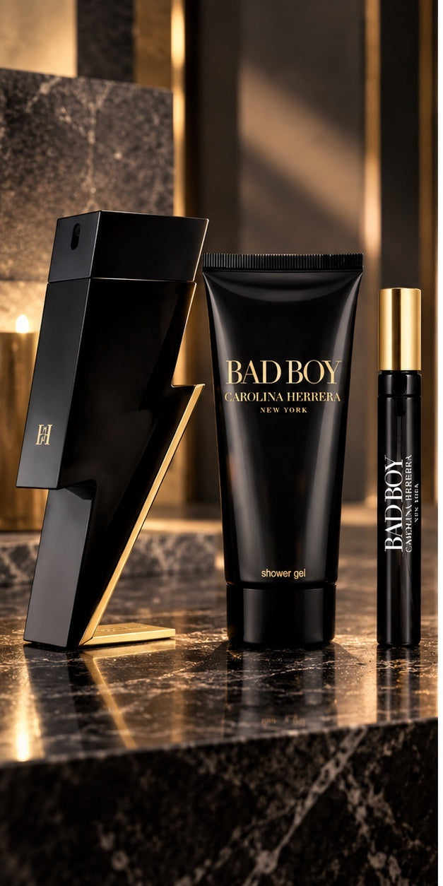 ✔️ Carolina Herrera Bad Boy EDT 3-Piece Gift Set – 3.4 oz / 100 mL – Authentic