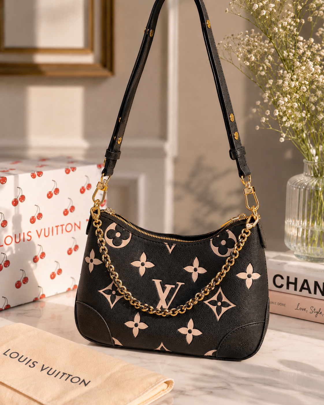Luxury Crescent Shoulder Bag with Two Interchangeable Straps