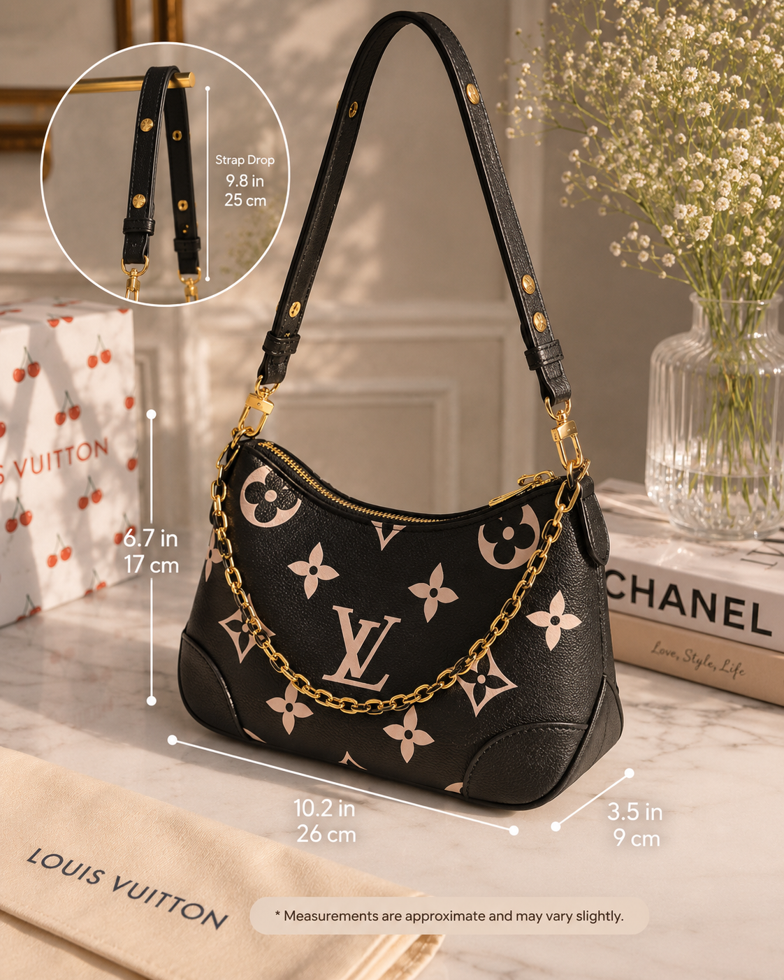 Luxury Crescent Shoulder Bag with Two Interchangeable Straps