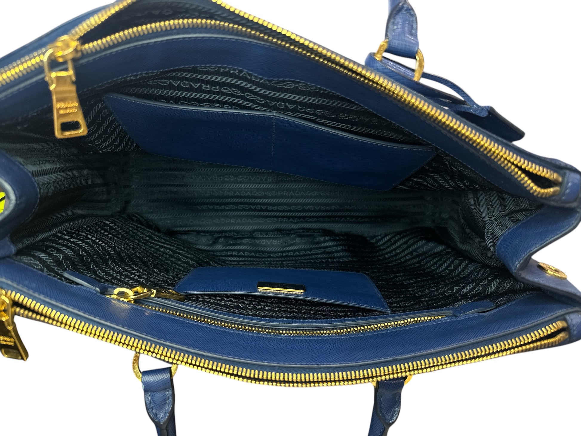 Prada  Saffiano Lux Medium Galleria Double Zip Tote Bluette - Clairely Amazing
