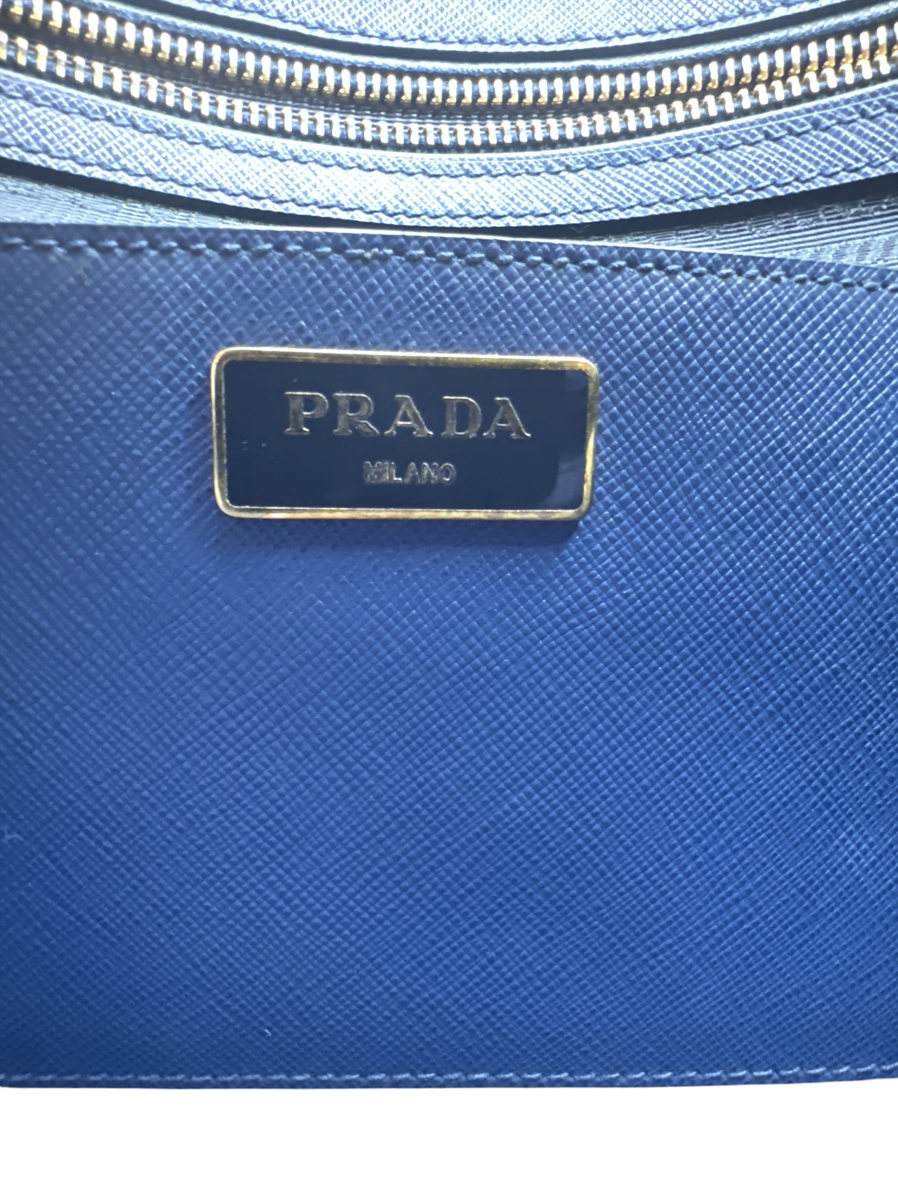 Prada  Saffiano Lux Medium Galleria Double Zip Tote Bluette - Clairely Amazing