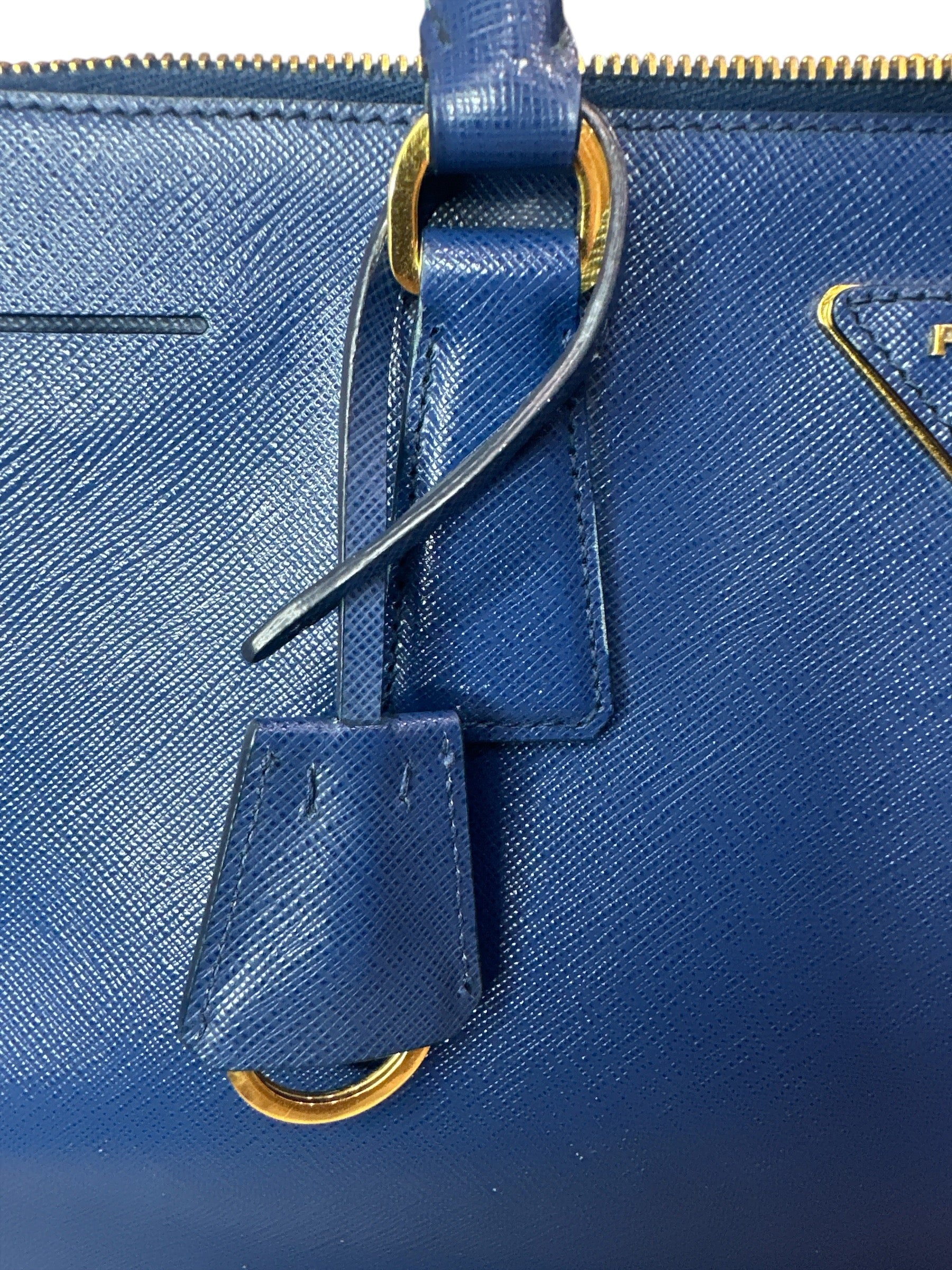 Prada  Saffiano Lux Medium Galleria Double Zip Tote Bluette - Clairely Amazing