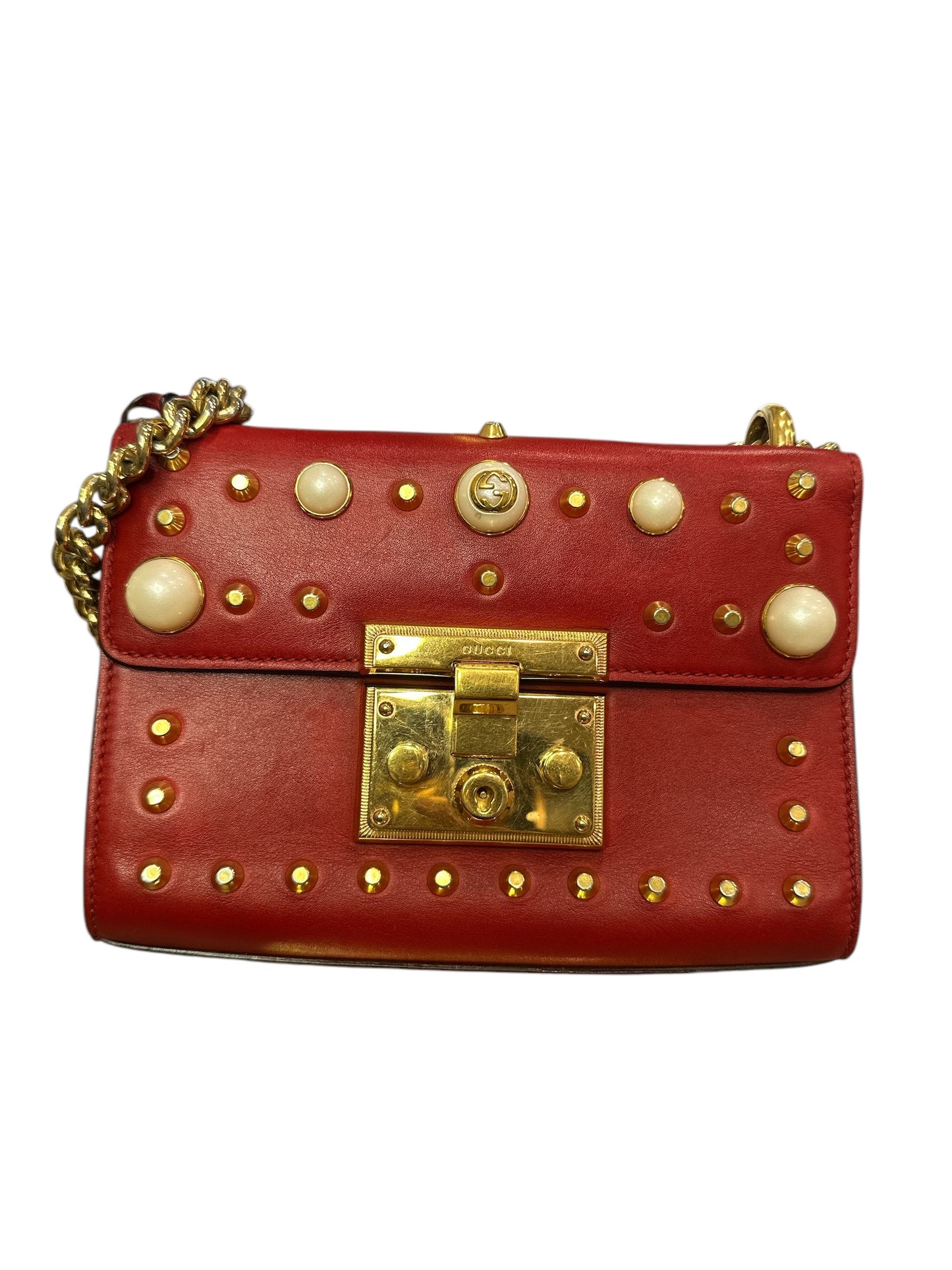 Gucci Pearly Padlock Studded Shoulder Bag - Clairely Amazing