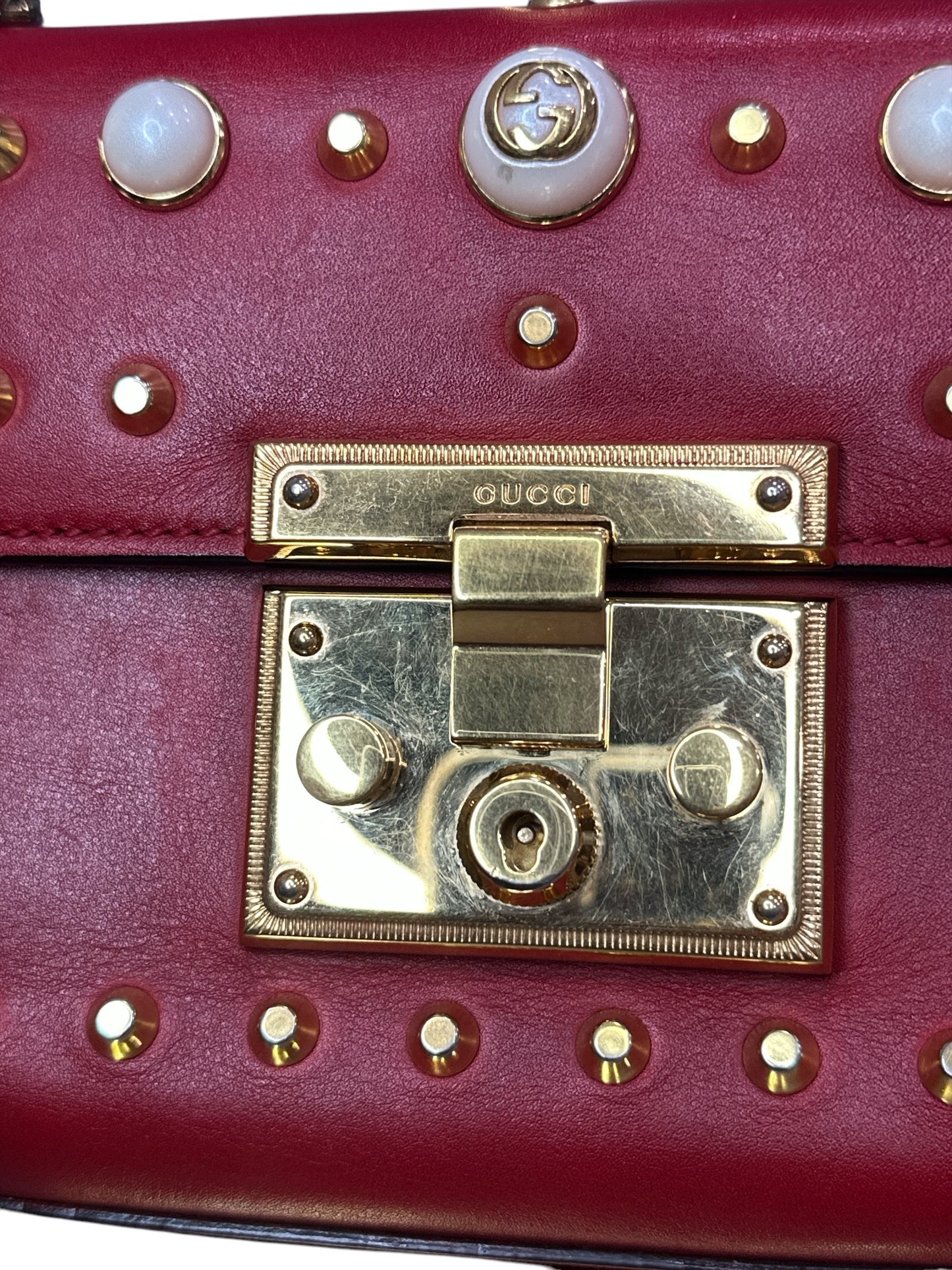 Gucci Pearly Padlock Studded Shoulder Bag - Clairely Amazing