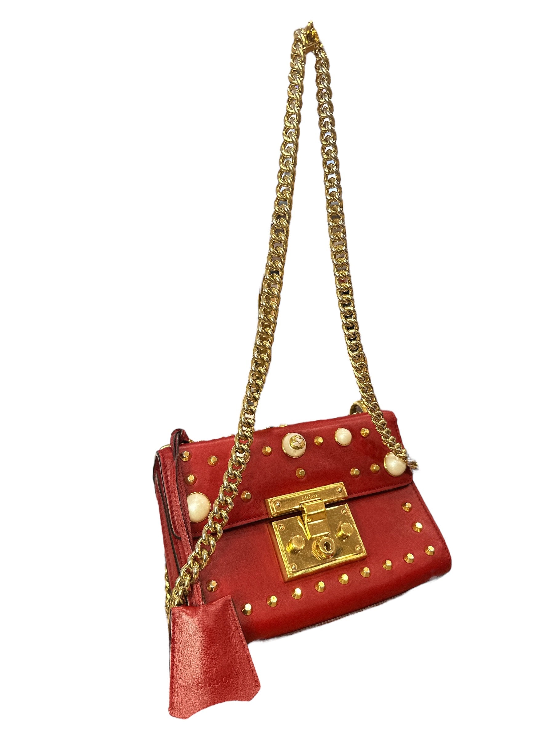Gucci Pearly Padlock Studded Shoulder Bag - Clairely Amazing