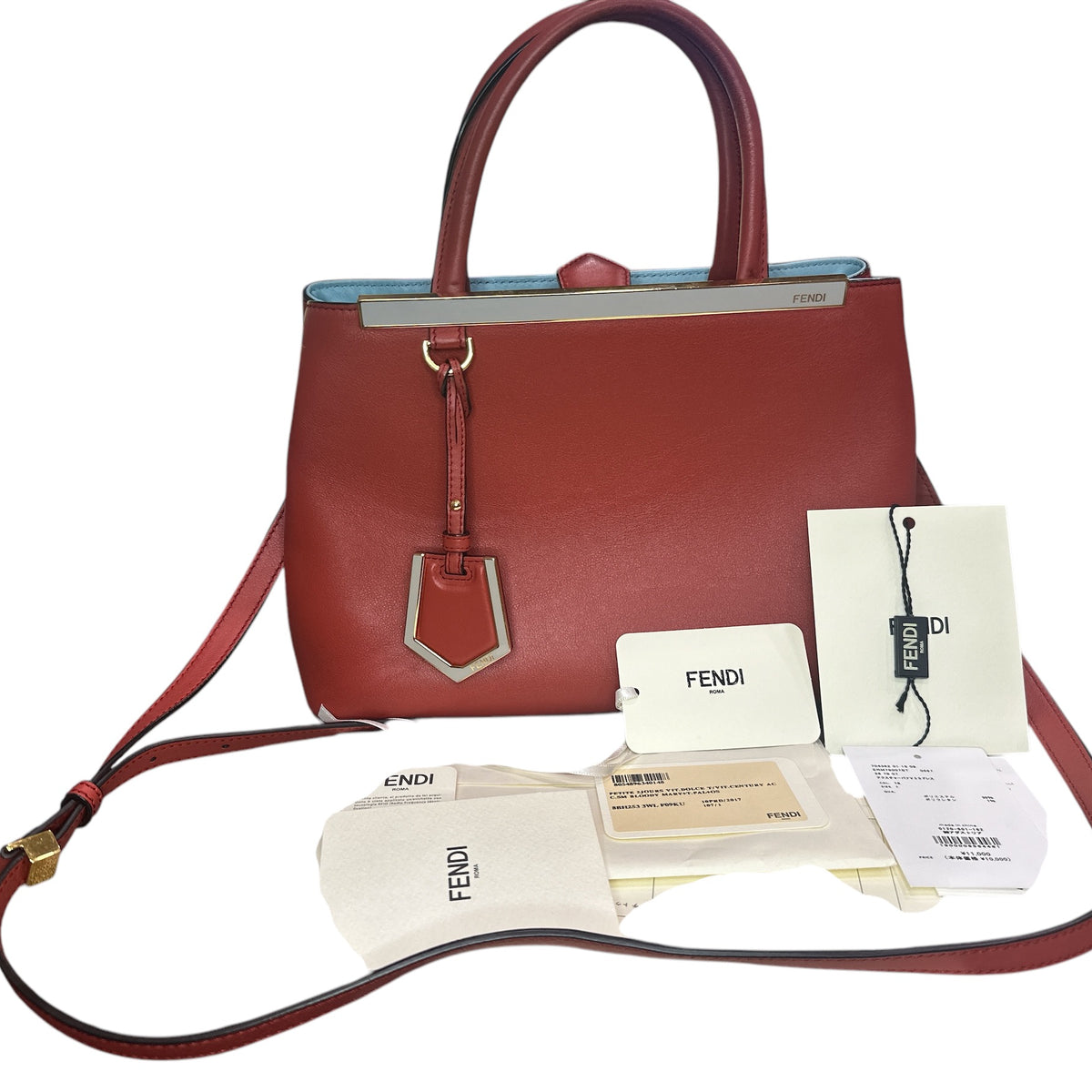 Fendi Red Leather Mini 2jours Tote - Clairely Amazing