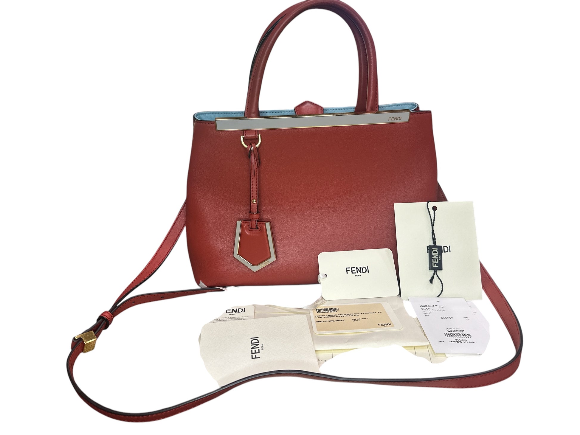 Fendi Red Leather Mini 2jours Tote - Clairely Amazing