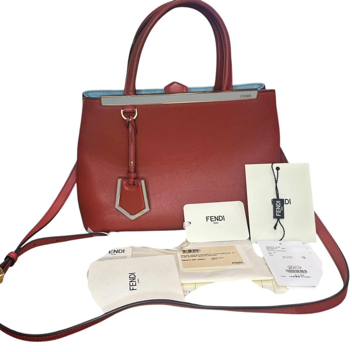 Fendi Red Leather Mini 2jours Tote - Clairely Amazing