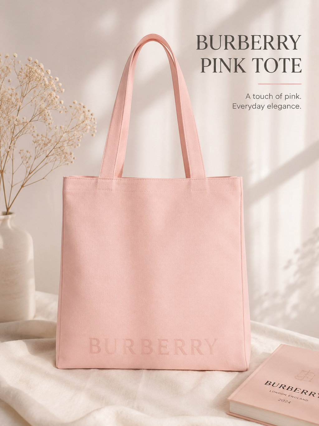 Burberry Pink Canvas Tote Blush Pink Beauty Tote Bag (GWP Edition)