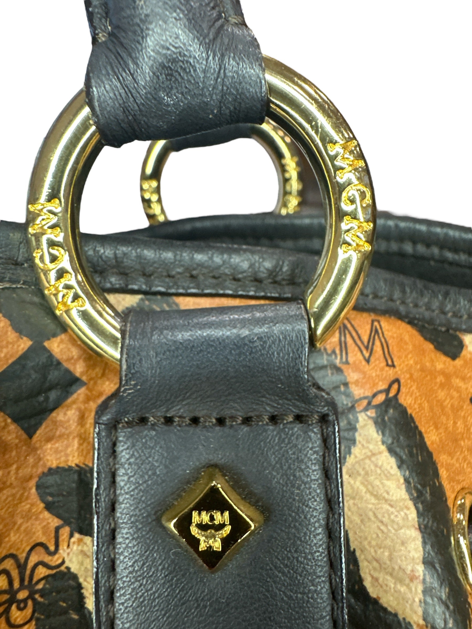 MCM Visetos Leopard Print Leather Satchel - Clairely Amazing
