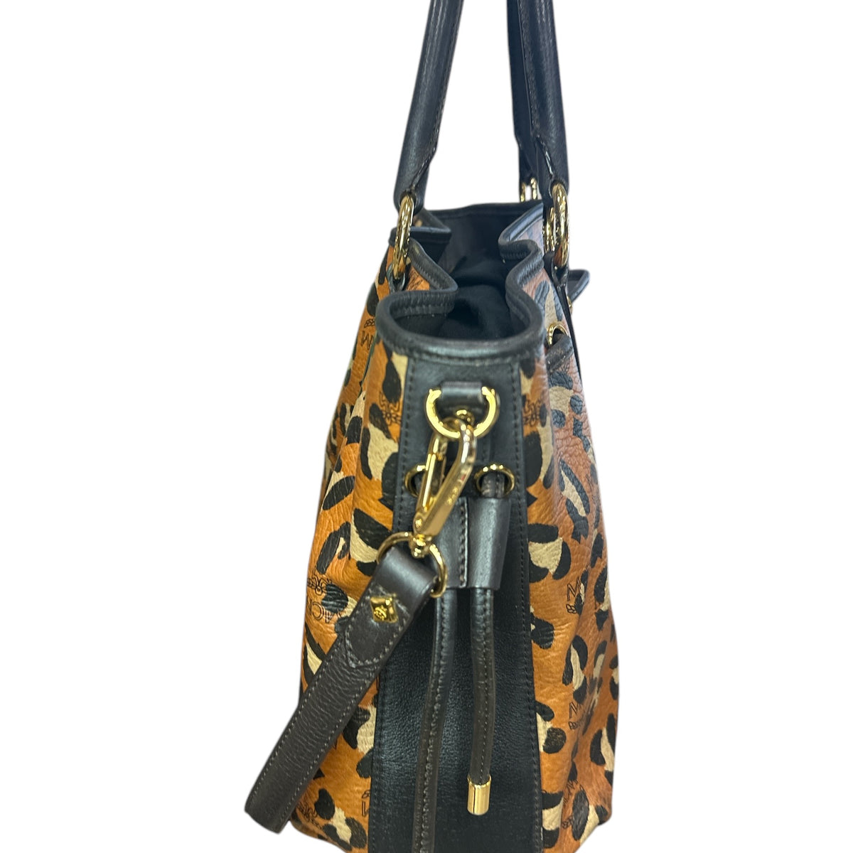 MCM Visetos Leopard Print Leather Satchel - Clairely Amazing