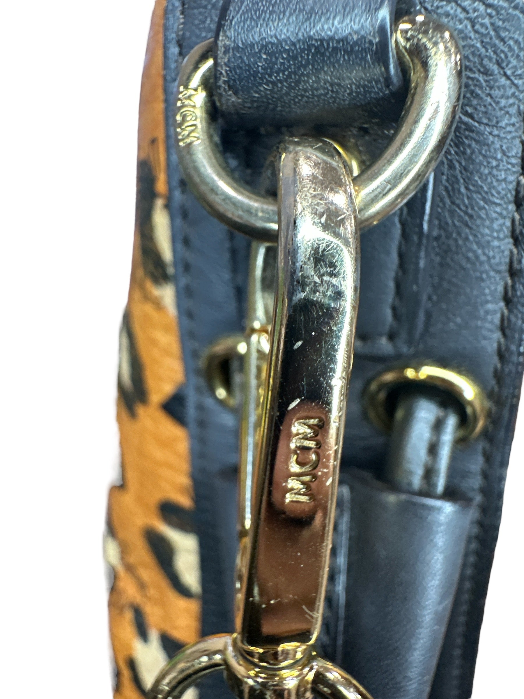MCM Visetos Leopard Print Leather Satchel - Clairely Amazing