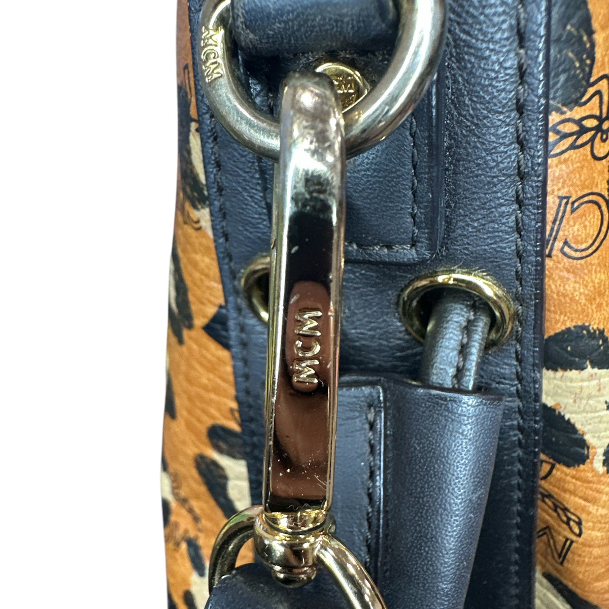 MCM Visetos Leopard Print Leather Satchel - Clairely Amazing