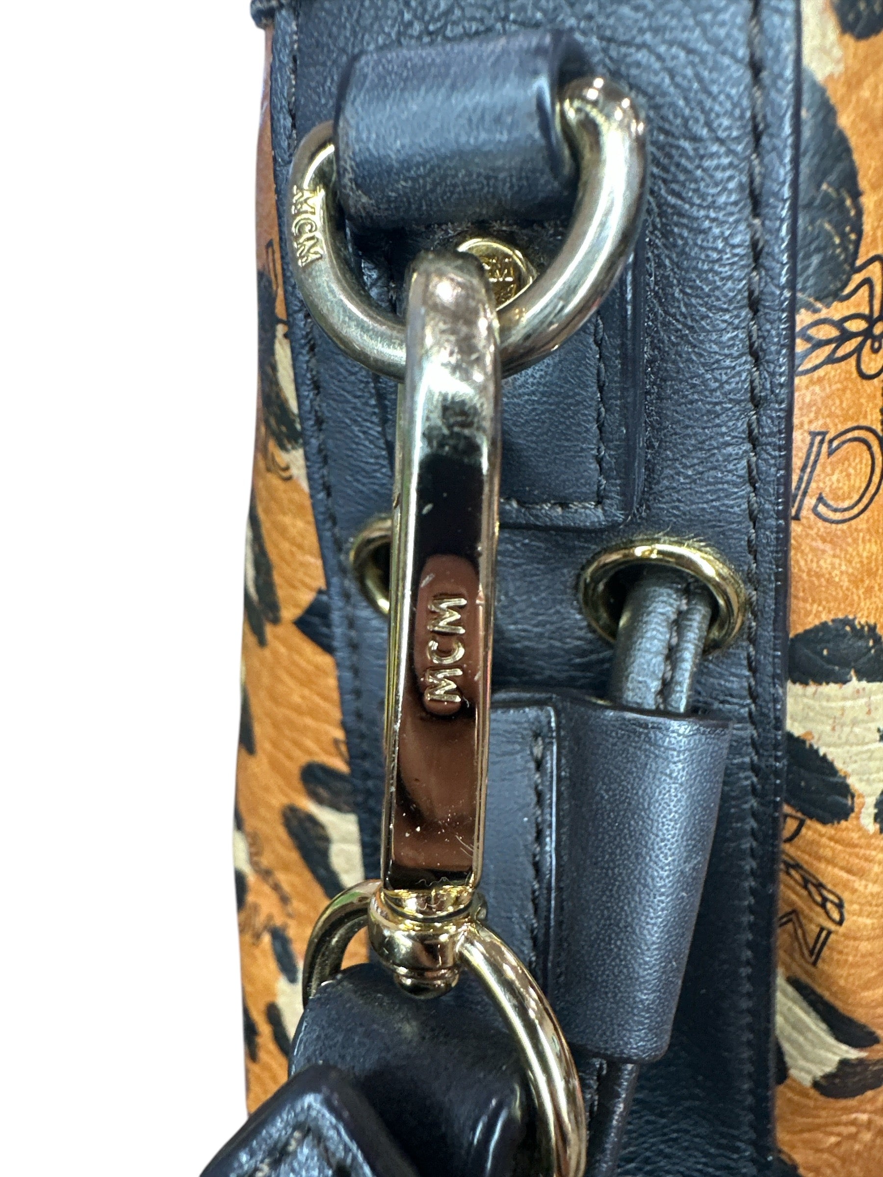 MCM Visetos Leopard Print Leather Satchel - Clairely Amazing