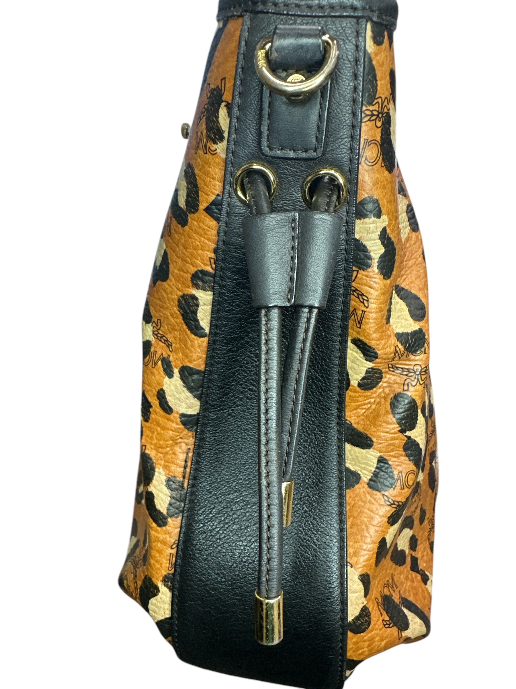 MCM Visetos Leopard Print Leather Satchel - Clairely Amazing