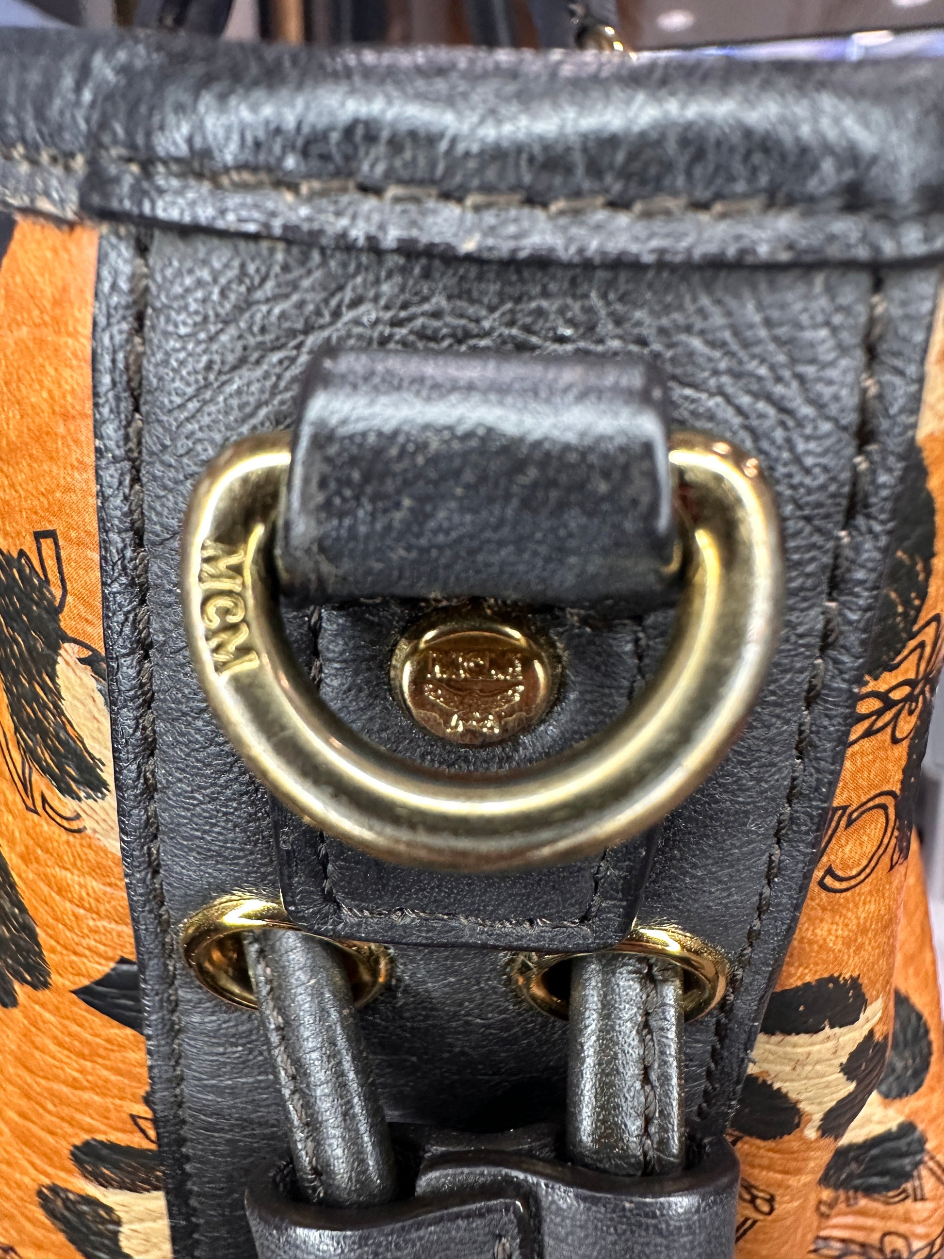 MCM Visetos Leopard Print Leather Satchel - Clairely Amazing
