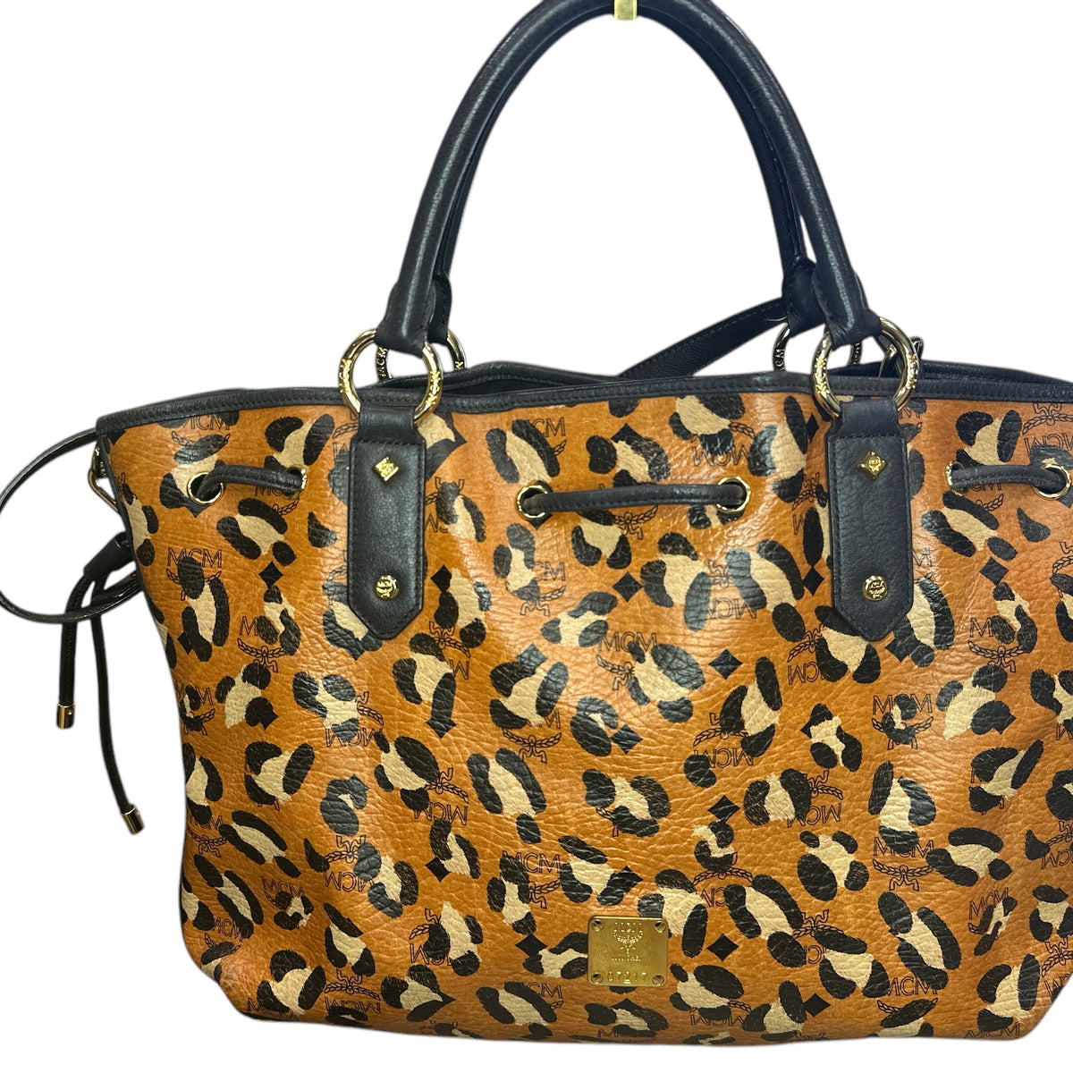 MCM Visetos Leopard Print Leather Satchel - Clairely Amazing