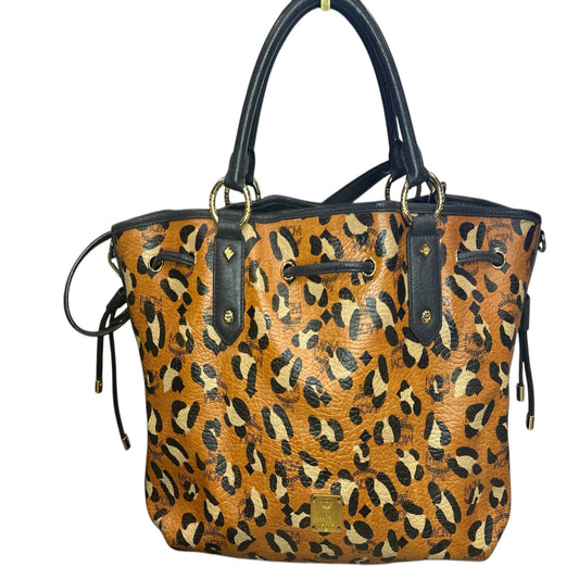 MCM Visetos Leopard Print Leather Satchel - Clairely Amazing
