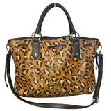 MCM Visetos Leopard Print Leather Satchel - Clairely Amazing