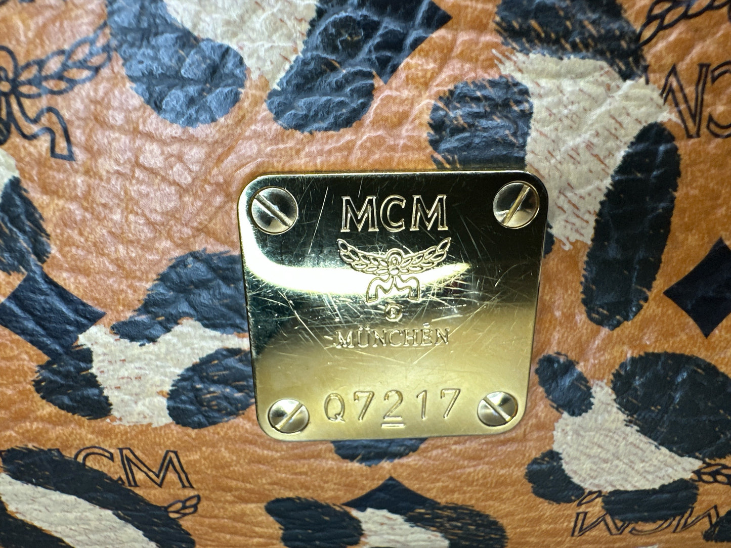 MCM Visetos Leopard Print Leather Satchel - Clairely Amazing