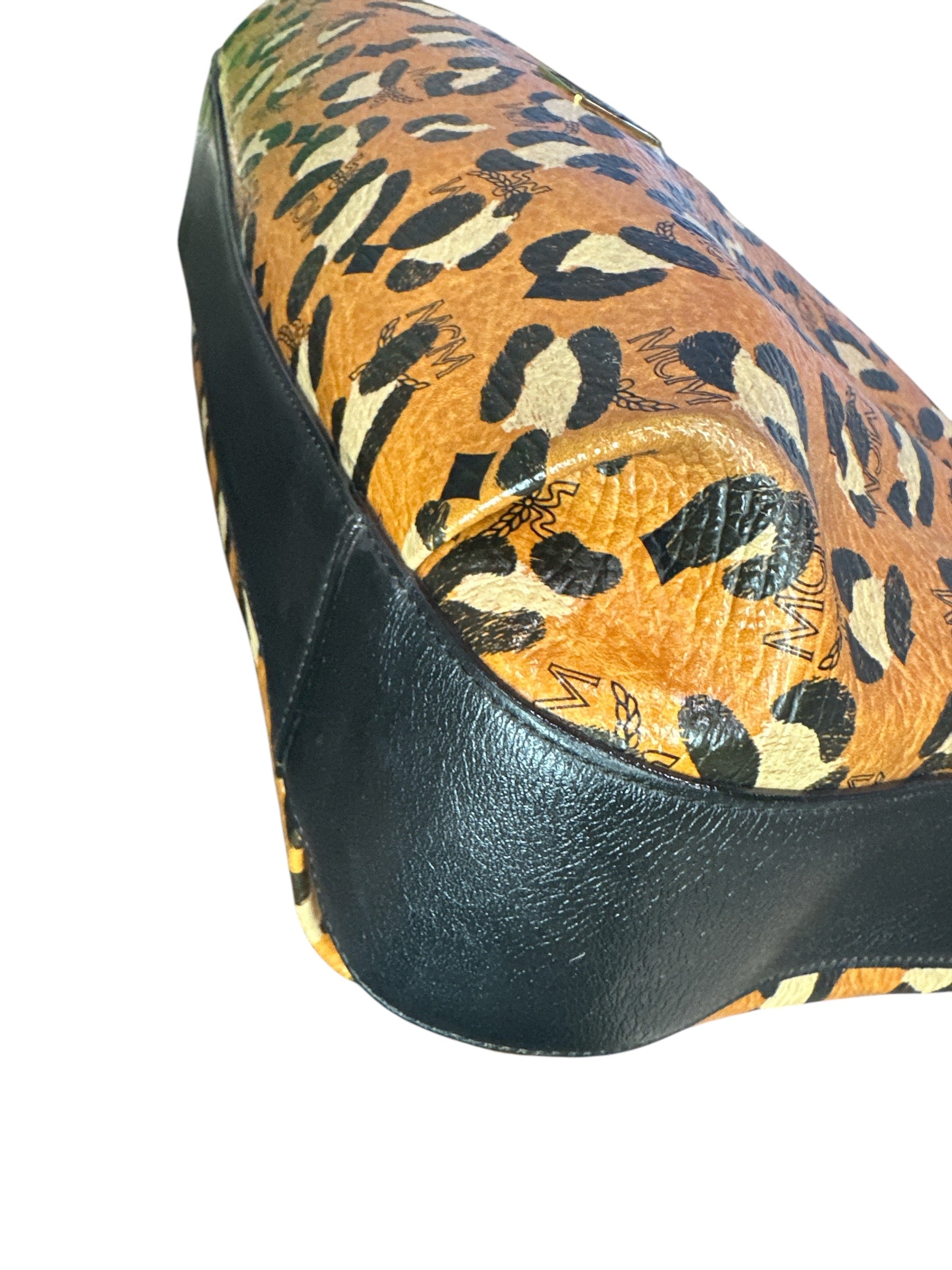 MCM Visetos Leopard Print Leather Satchel - Clairely Amazing