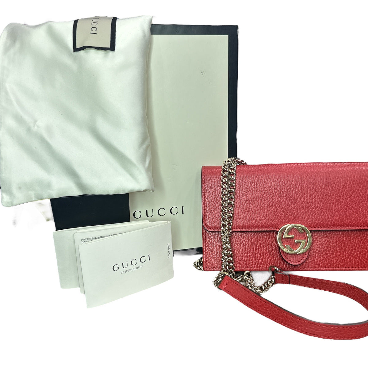 Gucci Red Leather Interlocking GG Crossbody - Clairely Amazing