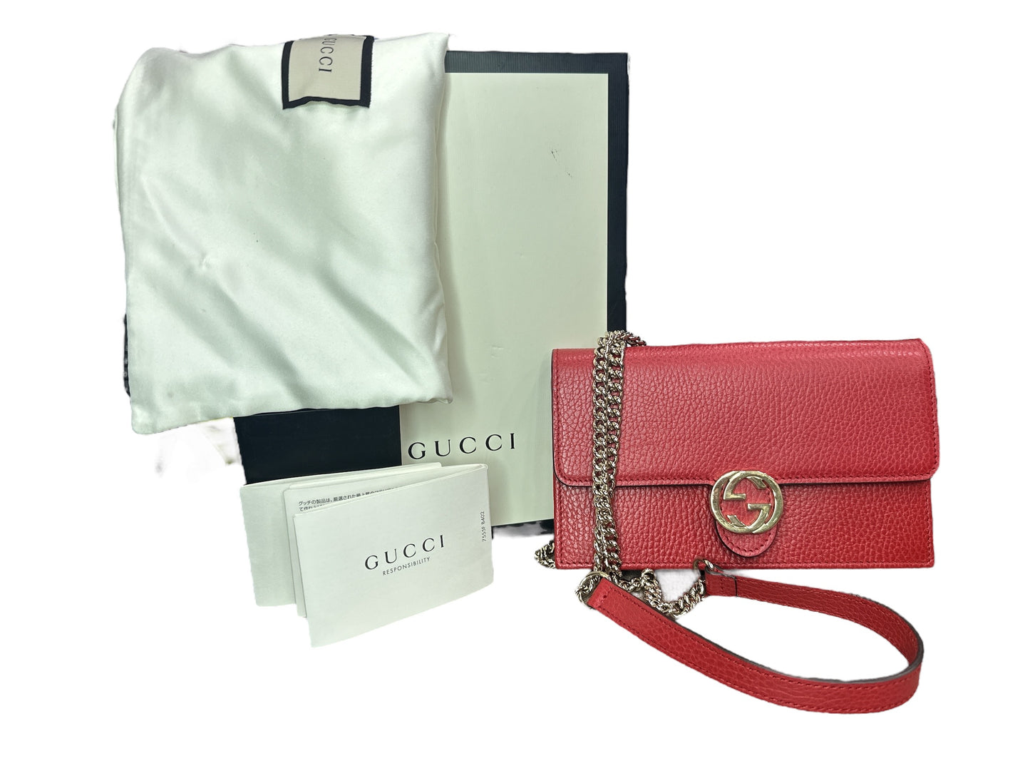 Gucci Red Leather Interlocking GG Crossbody - Clairely Amazing
