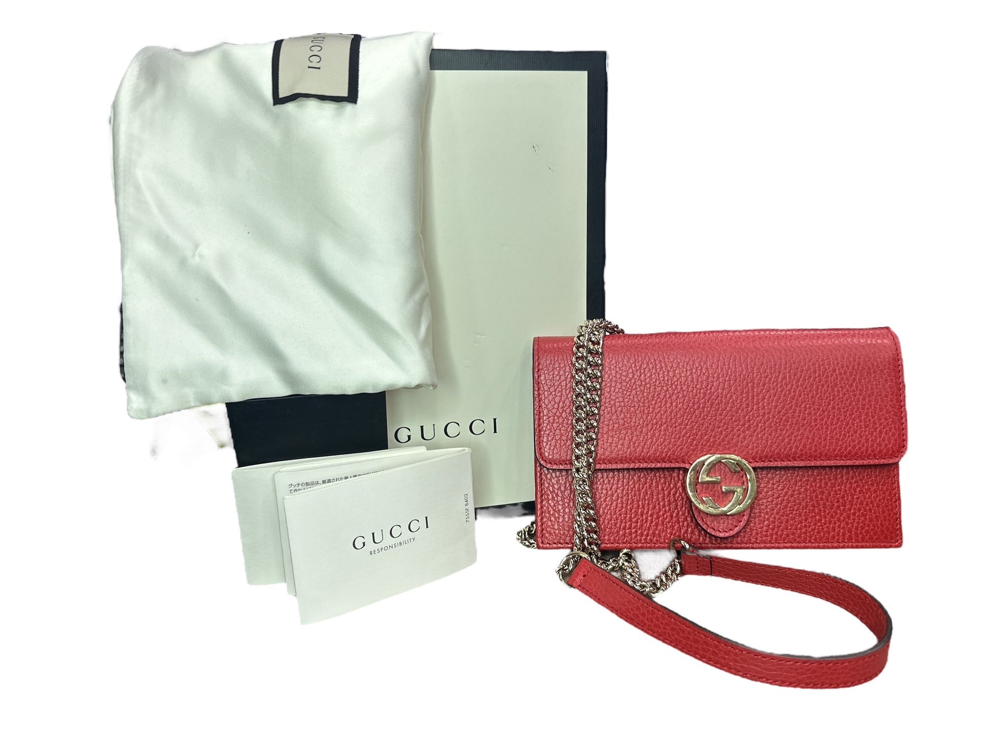 Gucci Red Leather Interlocking GG Crossbody - Clairely Amazing