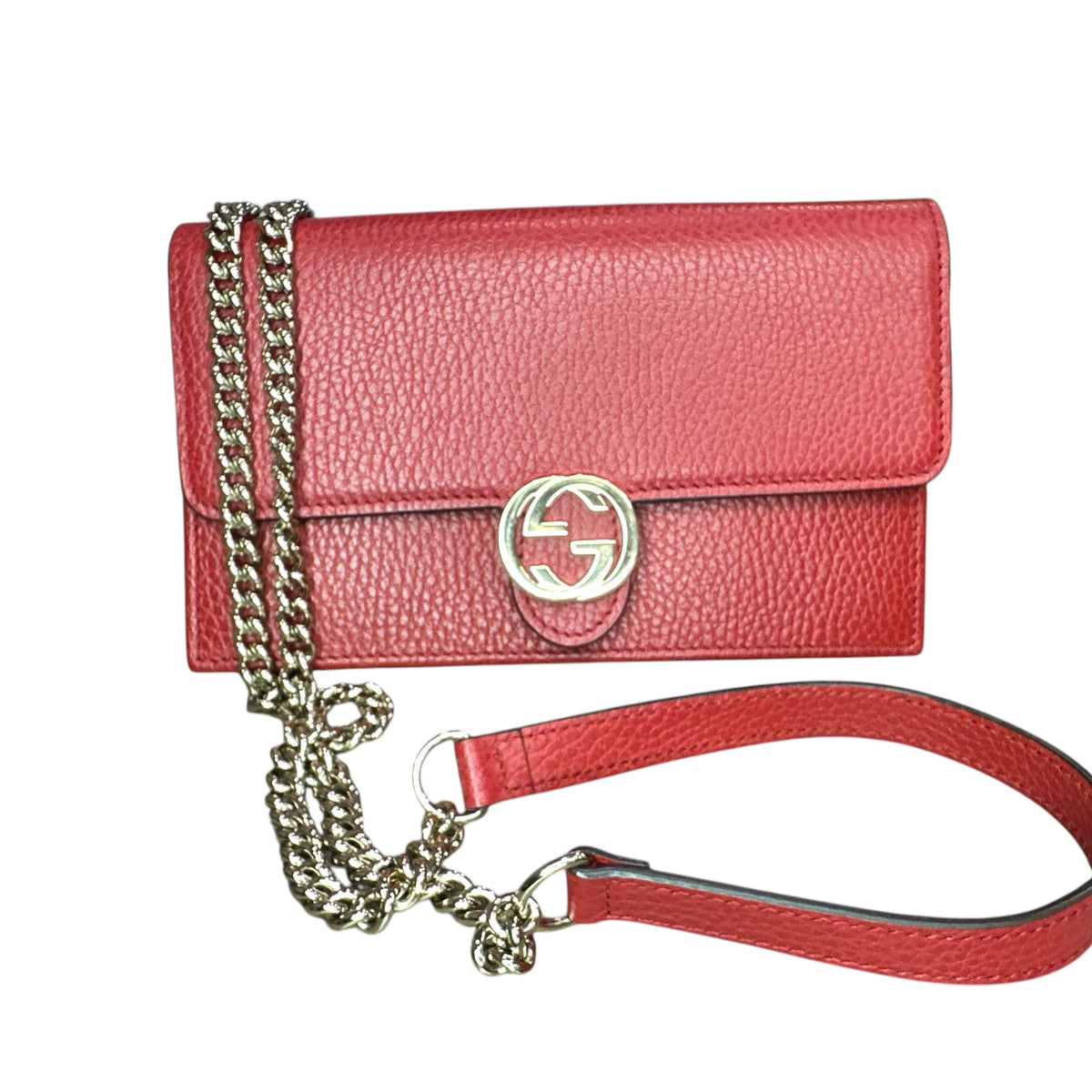 Gucci Red Leather Interlocking GG Crossbody - Clairely Amazing