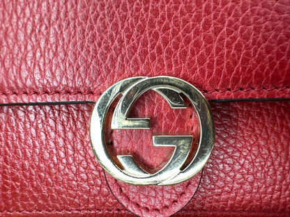 Gucci Red Leather Interlocking GG Crossbody - Clairely Amazing