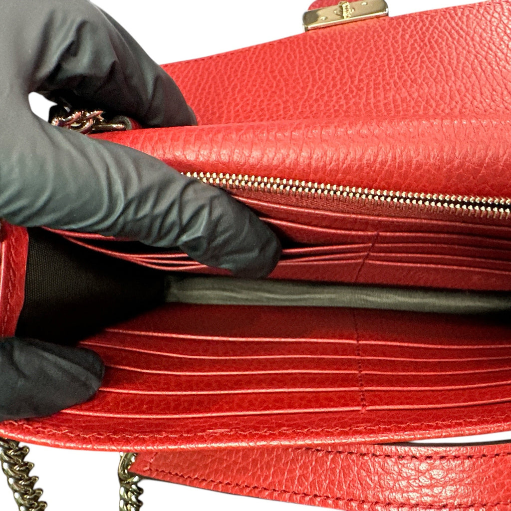 Gucci Red Leather Interlocking GG Crossbody - Clairely Amazing