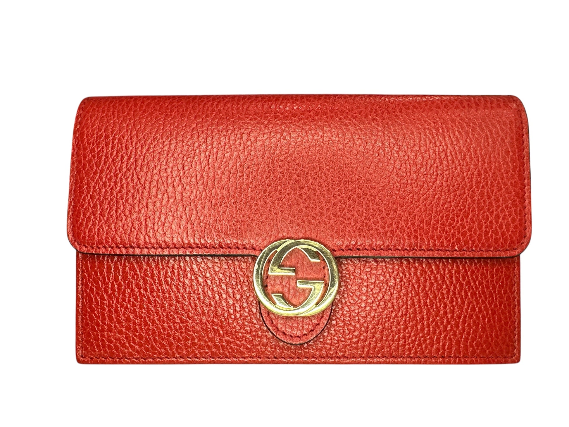 Gucci Red Leather Interlocking GG Crossbody - Clairely Amazing
